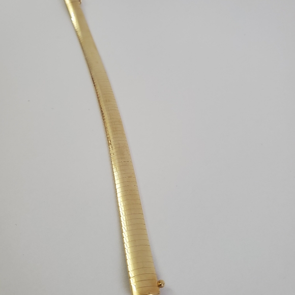 Heavy 14K Gold Omega Herringbone Snake Style Bangle Bracelet - Picture 11 of 13